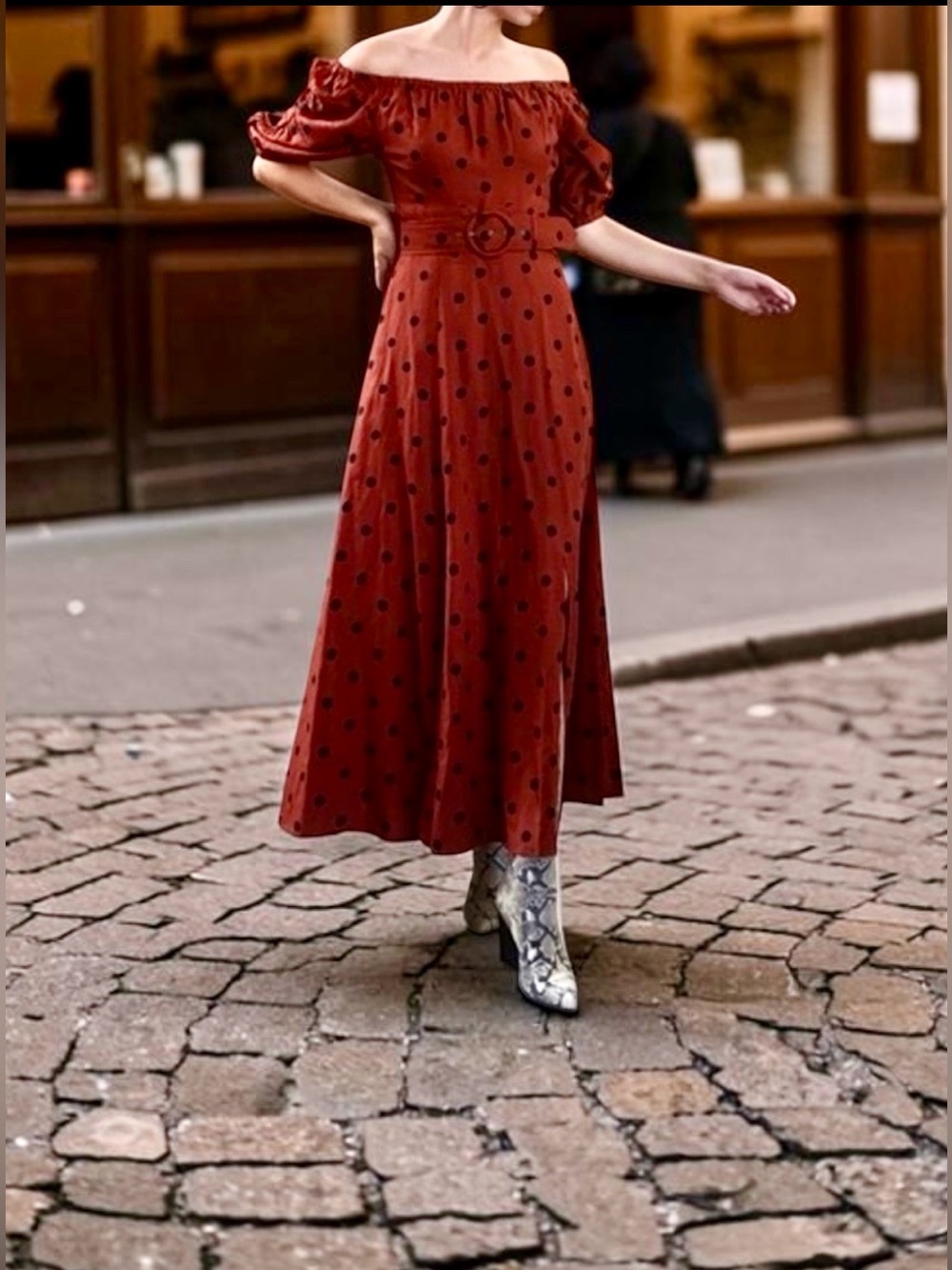 Maeve Anthropologie Lucienne Maxi Dress. Brick Rust Polka Dot. Size : 2